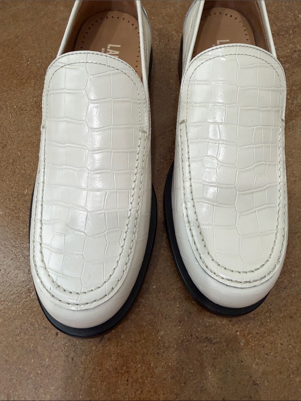 LABUCQ College Loafer White Crocco Leather Loafers EU 40 (US 9.5-10) - Picture 3 of 9